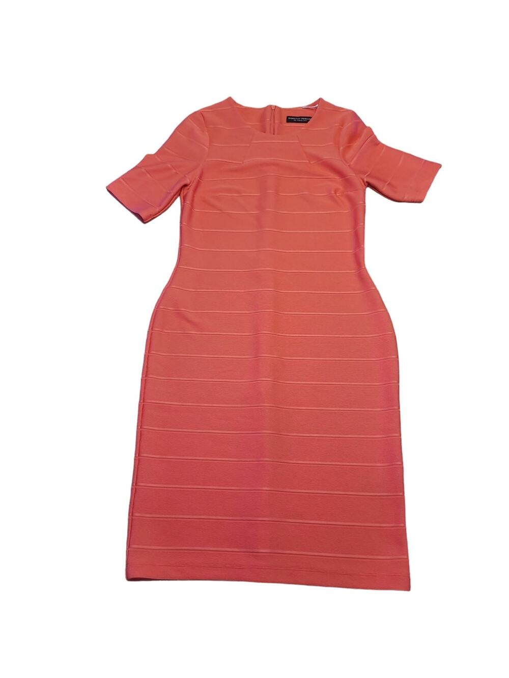 Dorothy Perkins Coral Bodycon Pencil Dress Textured Office US 6